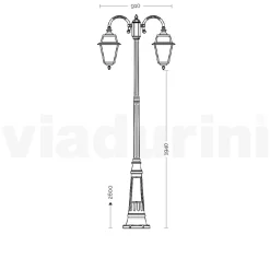 Viadurini Lighting Gartenlampion-Gartenlampe mit 2 Lichtern aus Aluminium und Glas, hergestellt in Italien – Vivian