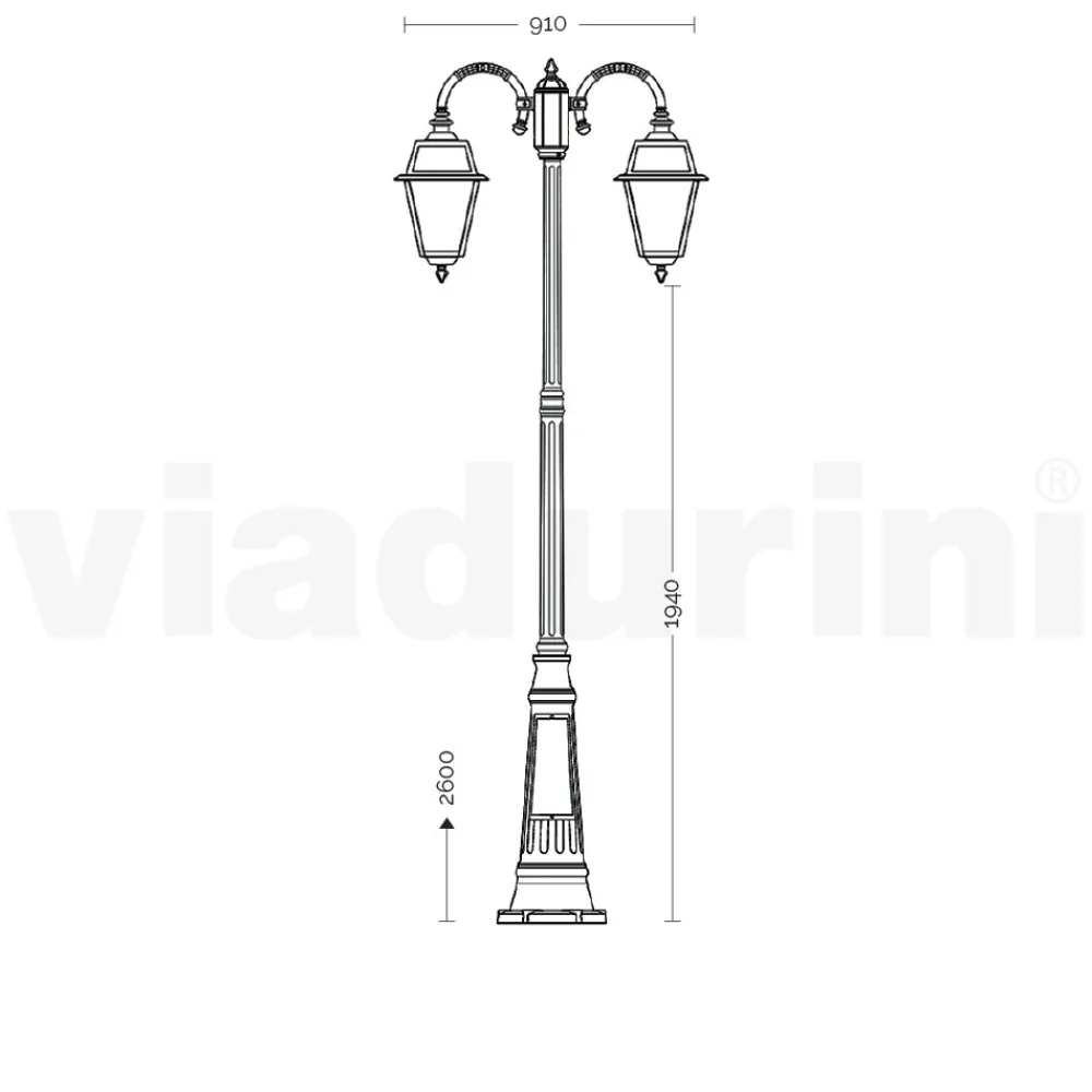 Viadurini Lighting Gartenlampion-Gartenlampe mit 2 Lichtern aus Aluminium und Glas, hergestellt in Italien – Vivian