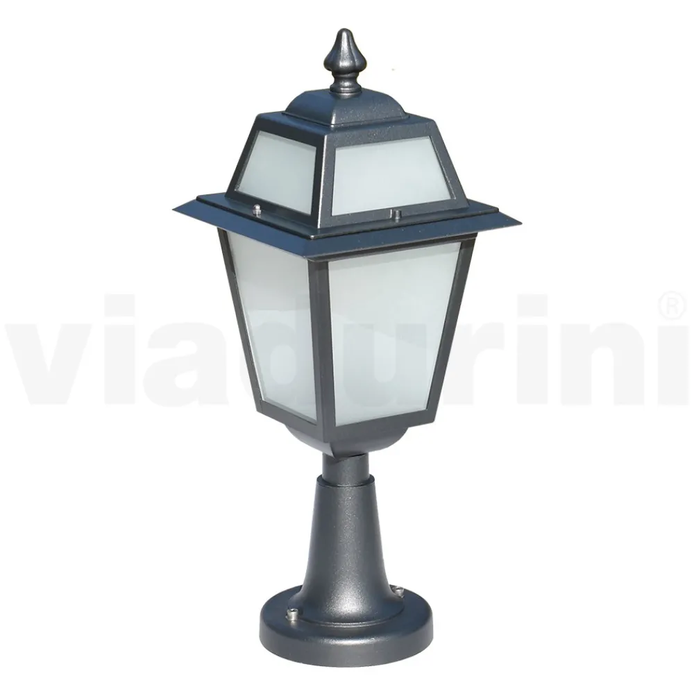 Viadurini Lighting Gartenlampion-Gartenlaterne aus anthrazitfarbenem Aluminium und sandgestrahltem Glas - Elric