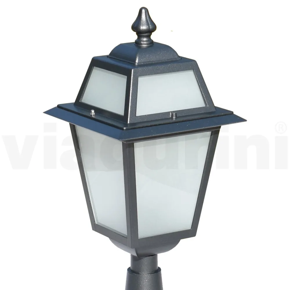 Viadurini Lighting Gartenlampion-Gartenlaterne aus anthrazitfarbenem Aluminium und sandgestrahltem Glas - Elric