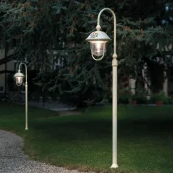 Ferroluce Gartenlampion-Gartenlaterne aus handbemaltem Aluminium und Blumendekor – Bari
