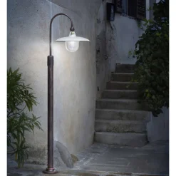 Ferroluce Gartenlampion-Gartenlaterne, gebogenes Design aus handbemaltem Aluminium – Campobasso