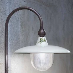 Ferroluce Gartenlampion-Gartenlaterne, gebogenes Design aus handbemaltem Aluminium – Campobasso