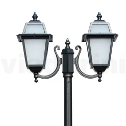 Viadurini Lighting Gartenlampion-Gartenlaternenpfahl 238 cm hoch aus anthrazitfarbenem Aluminium und sandgestrahltem Glas - Elric