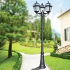 Viadurini Lighting Gartenlampion-Gartenlaternenpfahl 219 cm hoch aus anthrazitfarbenem Aluminium und sandgestrahltem Glas - Elric