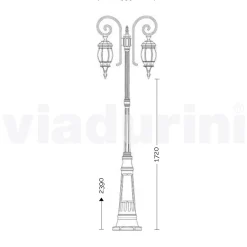 Viadurini Lighting Gartenlampion-Gartenlaternenpfahl mit 2 Leuchten aus Aluminiumdruckguss, hergestellt in Italien, Anika