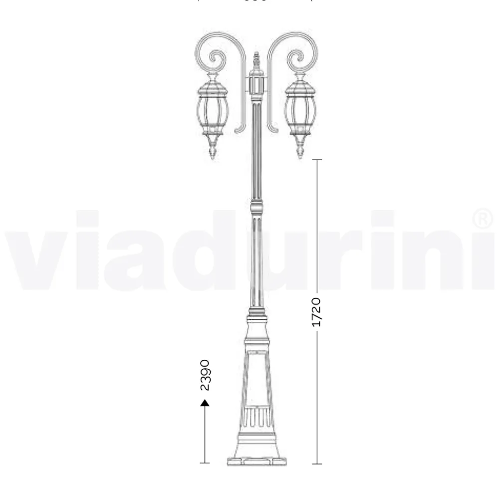 Viadurini Lighting Gartenlampion-Gartenlaternenpfahl mit 2 Leuchten aus Aluminiumdruckguss, hergestellt in Italien, Anika