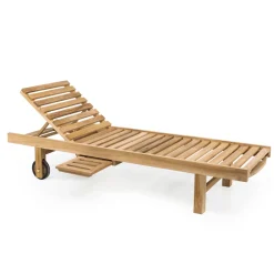 Viadurini in the Garden Sonnenliegen-Gartenliege aus natürlichem Teakholz - Yggdrasil