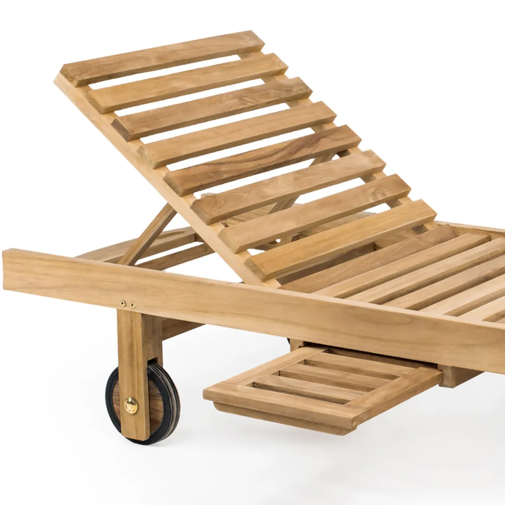 Viadurini in the Garden Sonnenliegen-Gartenliege aus natürlichem Teakholz - Yggdrasil