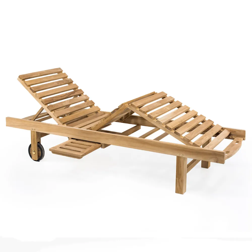 Viadurini in the Garden Sonnenliegen-Gartenliege aus natürlichem Teakholz - Yggdrasil