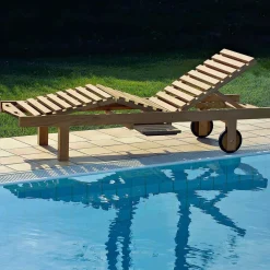 Viadurini in the Garden Sonnenliegen-Gartenliege aus natürlichem Teakholz - Yggdrasil