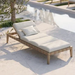 Viadurini in the Garden Sonnenliegen-Gartenliege mit Teakholzrahmen Made in Italy - Briga