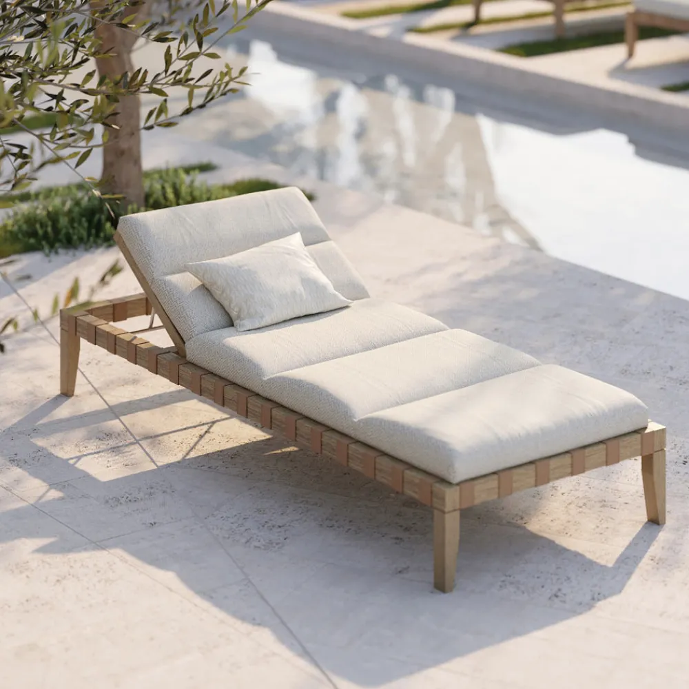 Viadurini in the Garden Sonnenliegen-Gartenliege mit Teakholzrahmen Made in Italy - Briga