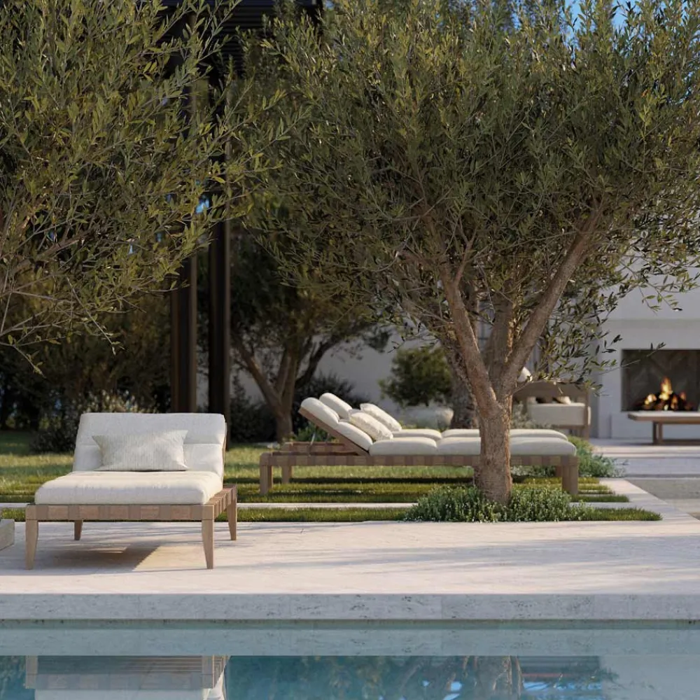 Viadurini in the Garden Sonnenliegen-Gartenliege mit Teakholzrahmen Made in Italy - Briga