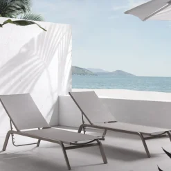 Viadurini in the Garden Sonnenliegen-Gartenliegen aus lackiertem Aluminium und Textilene 2 Stück - Hase