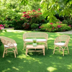 Viadurini in the Garden Garten Lounge Set-Gartenlounge aus Aluminium und Polyrattangeflecht und Kissen - Ellide