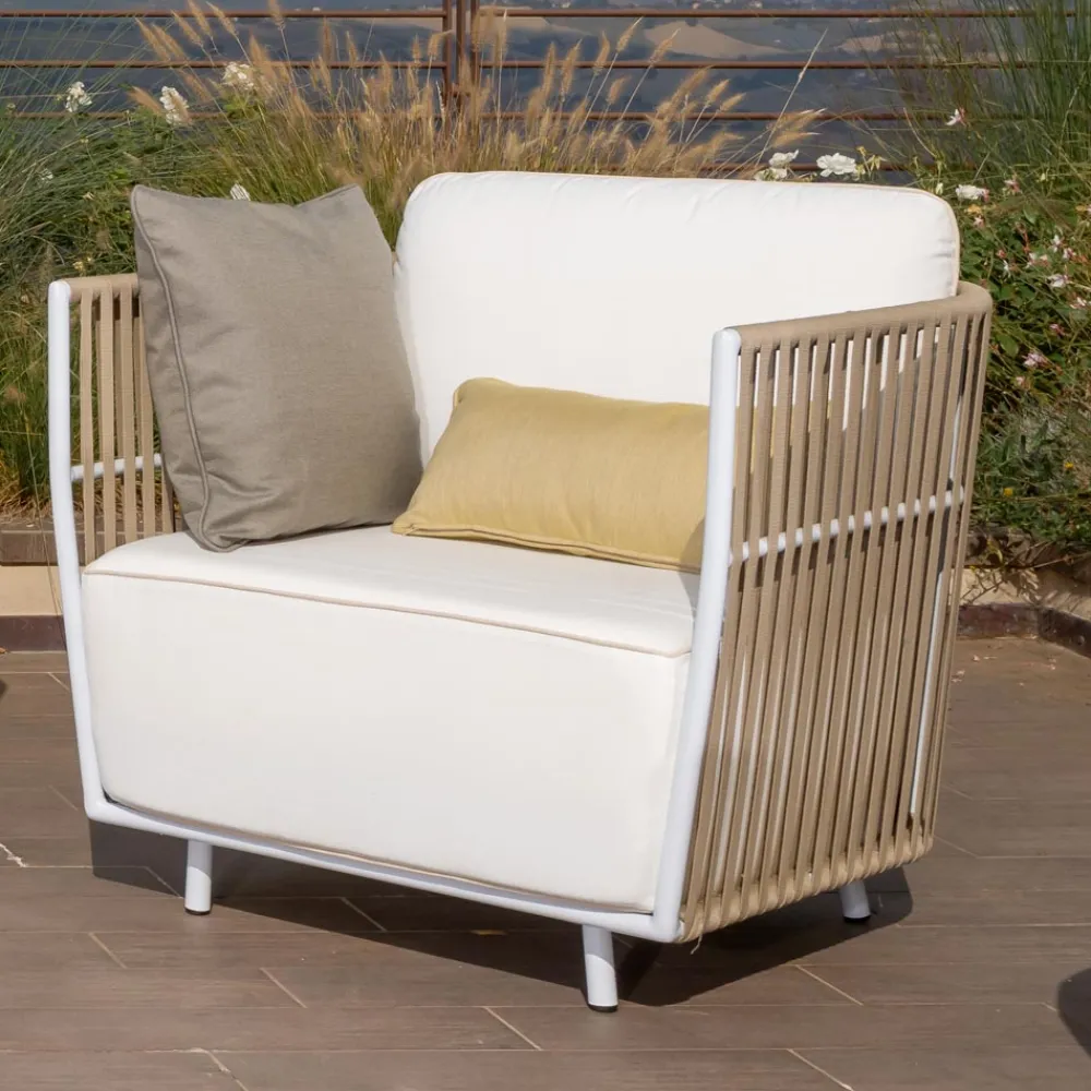 Viadurini in the Garden Garten Lounge Set-Gartenlounge aus weißem Aluminium und Stoff - Eugene