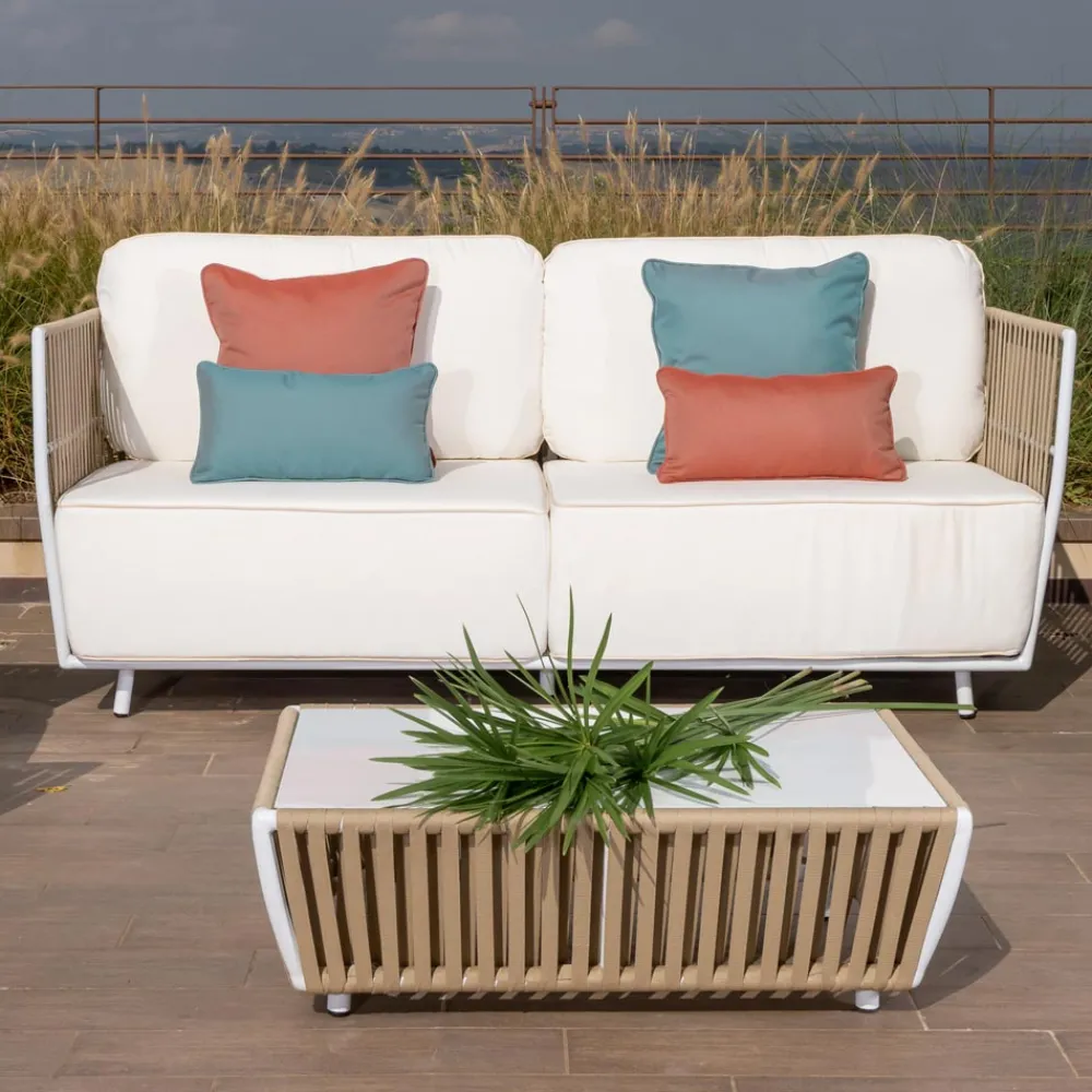 Viadurini in the Garden Garten Lounge Set-Gartenlounge aus weißem Aluminium und Stoff - Eugene