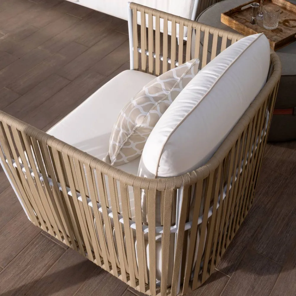 Viadurini in the Garden Garten Lounge Set-Gartenlounge aus weißem Aluminium und Stoff - Eugene