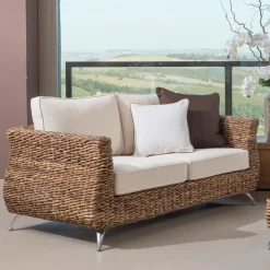 Viadurini in the Garden Garten Lounge Set-Gartenlounge in Bananengeflecht mit Kissen - Legolas