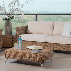 Viadurini in the Garden Garten Lounge Set-Gartenlounge in Bananengeflecht mit Kissen - Legolas