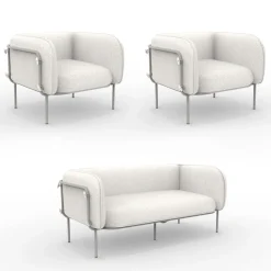 Viadurini in the Garden Garten Lounge Set-Gartenlounge mit 1 Sofa und 2 Sesseln Made in Italy - Planter