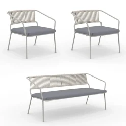 Viadurini in the Garden Garten Lounge Set-Gartenlounge mit Sesseln und Metallsofa Made in Italy - Prato