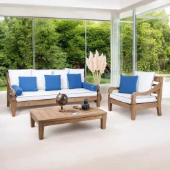 Viadurini in the Garden Garten Lounge Set-Gartenlounge-Set aus gebürstetem natürlichem Teakholz - Artes