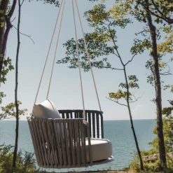 Viadurini in the Garden Gartenideen-Gartenschaukel aus Stahl mit Seilen und Kissen inklusive Made in Italy - Bronn