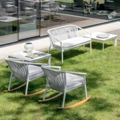 Varaschin Metallsessel-Gartenschaukelsessel aus Massivholz und Stoff - Smart von