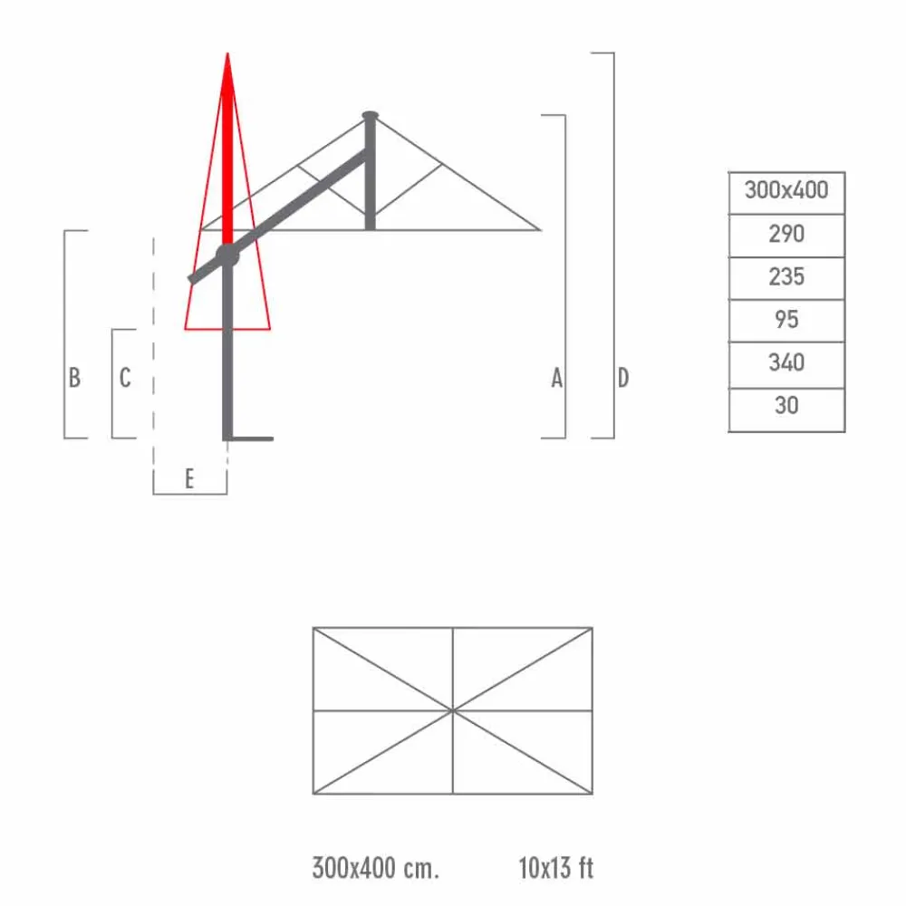 Viadurini in the Garden Gartenschirm-Gartenschirm 300x400 cm aus weißem oder anthrazitfarbenem Aluminium - Lapillo