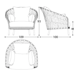 Varaschin Metallsessel-Gartensessel aus Aluminium Made in Italy - Emmacross von