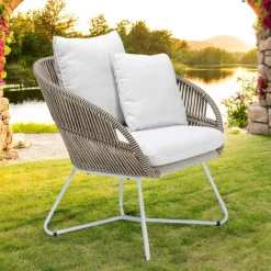 Viadurini in the Garden Metallsessel-Gartensessel aus Aluminium und Seilgeflecht - Alcor