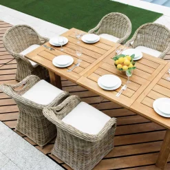 Viadurini in the Garden Holzsessel-Gartensessel aus Holz und Faser in Grau Kubu - Lido