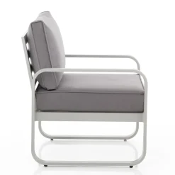 Viadurini in the Garden Metallsessel-Gartensessel aus matt elfenbeinweißem Aluminium und grauen Kissen – Avoir