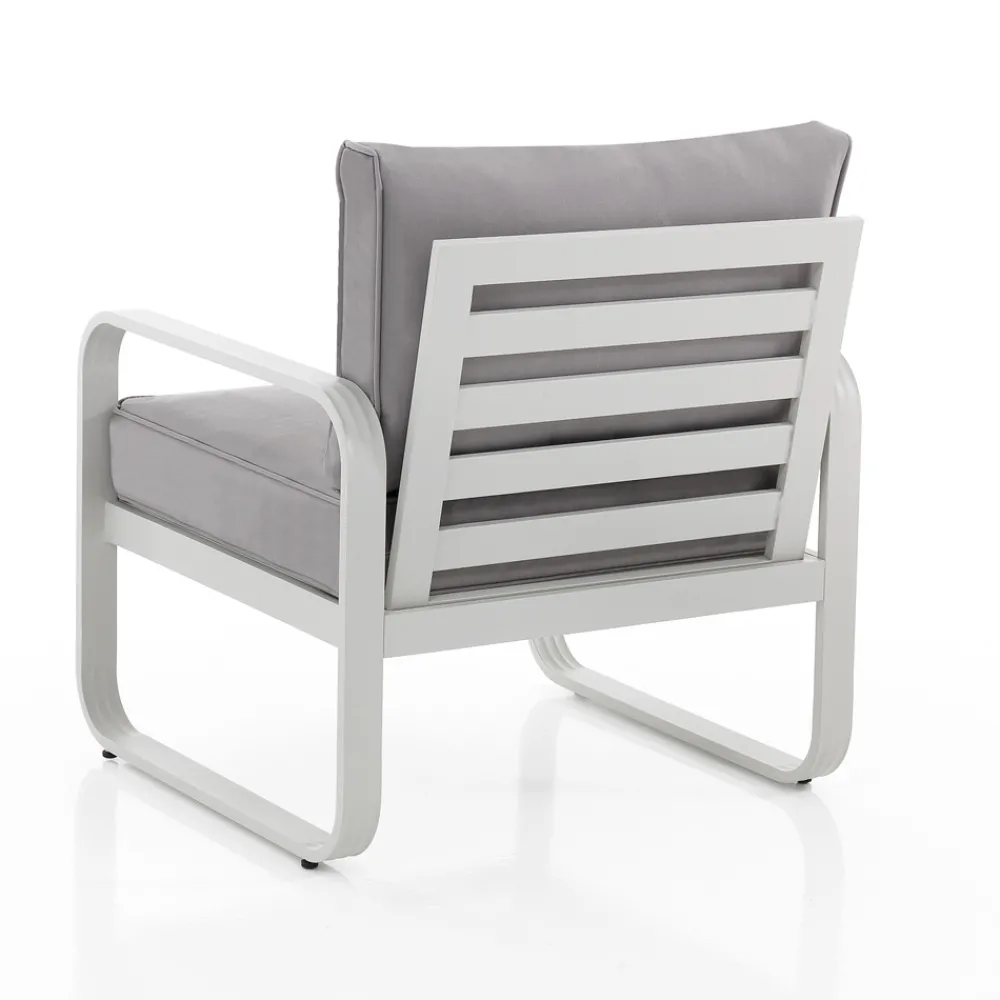 Viadurini in the Garden Metallsessel-Gartensessel aus matt elfenbeinweißem Aluminium und grauen Kissen – Avoir