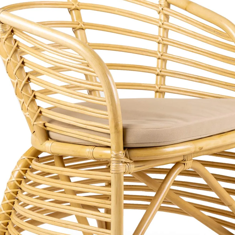 Viadurini in the Garden Sessel Rattan-Gartensessel aus natürlichem Rattan, inklusive Kissen, - Torvi