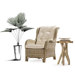 Viadurini in the Garden Sessel Rattan-Gartensessel aus natürlichem Rattan für den Außenbereich mit Kissen - Supreme