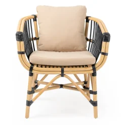 Viadurini in the Garden Sessel Rattan-Gartensessel aus natürlichem Rattan mit Kissen inklusive - Catelyn