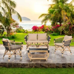 Viadurini in the Garden Sessel Rattan-Gartensessel aus natürlichem Rattan mit Kissen inklusive - Catelyn