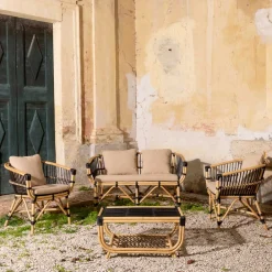 Viadurini in the Garden Sessel Rattan-Gartensessel aus natürlichem Rattan mit Kissen inklusive - Catelyn