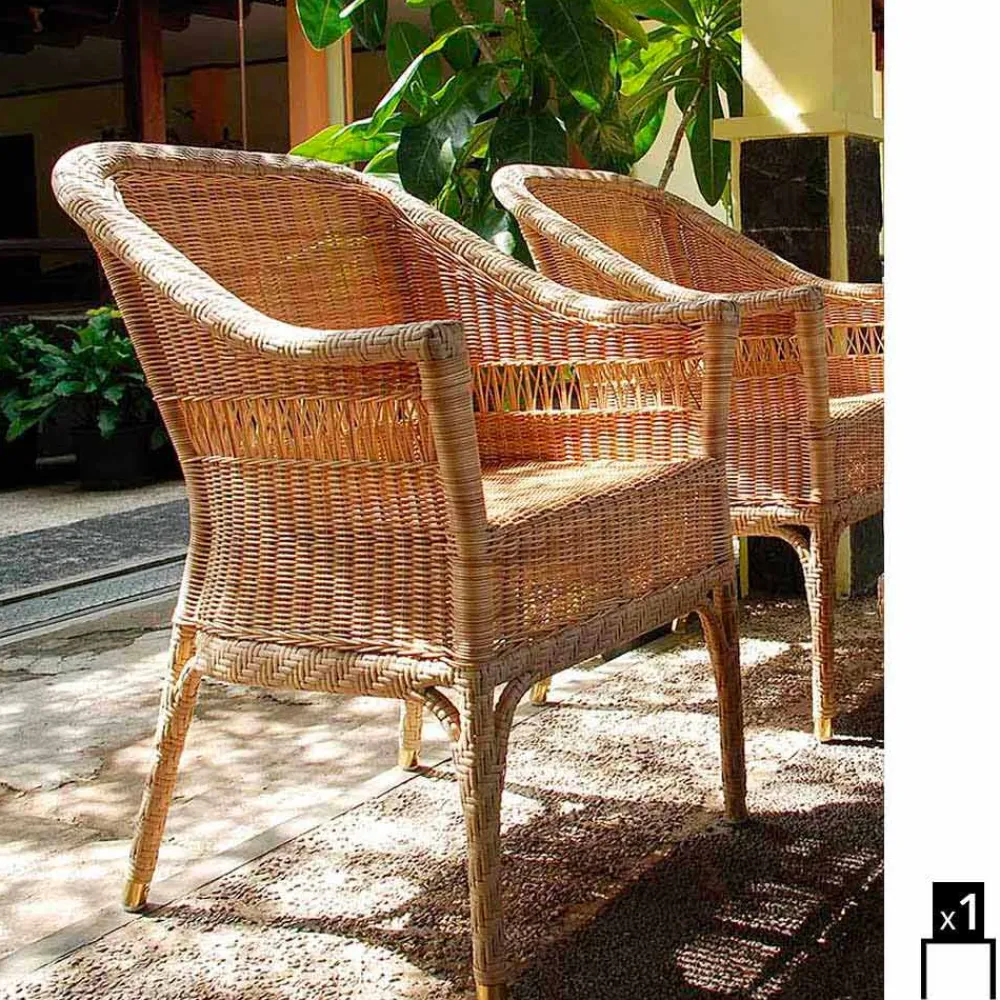 Viadurini in the Garden Sessel Kunststoff-Gartensessel aus Polyethylen handgeflochten Chad