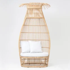 Viadurini in the Garden Sessel Rattan-Gartensessel aus Polyrattan-Geflecht mit cremefarbenem Kissen - Anteia