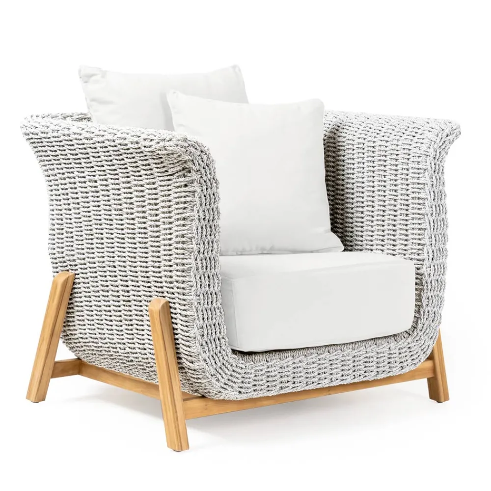 Viadurini in the Garden Holzsessel-Gartensessel aus Teakholz und Seilgeflecht - Arjuna