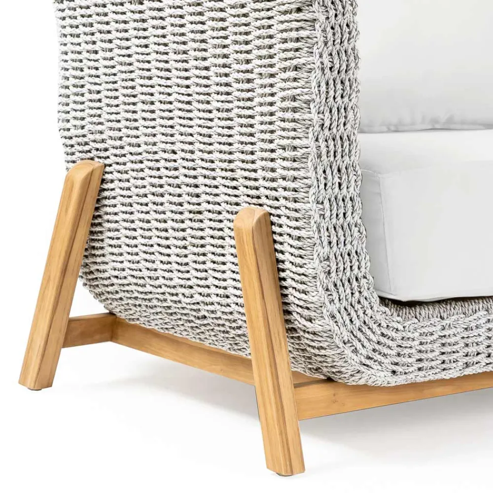 Viadurini in the Garden Holzsessel-Gartensessel aus Teakholz und Seilgeflecht - Arjuna