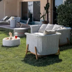 Viadurini in the Garden Holzsessel-Gartensessel aus Teakholz und Seilgeflecht - Arjuna