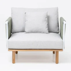 Viadurini in the Garden Holzsessel-Gartensessel aus Teakholz, Seilgeflecht und Kissen - Bellatrix