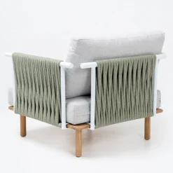 Viadurini in the Garden Holzsessel-Gartensessel aus Teakholz, Seilgeflecht und Kissen - Bellatrix