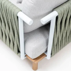 Viadurini in the Garden Holzsessel-Gartensessel aus Teakholz, Seilgeflecht und Kissen - Bellatrix