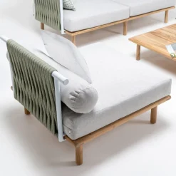 Viadurini in the Garden Holzsessel-Gartensessel aus Teakholz, Seilgeflecht und Kissen - Bellatrix